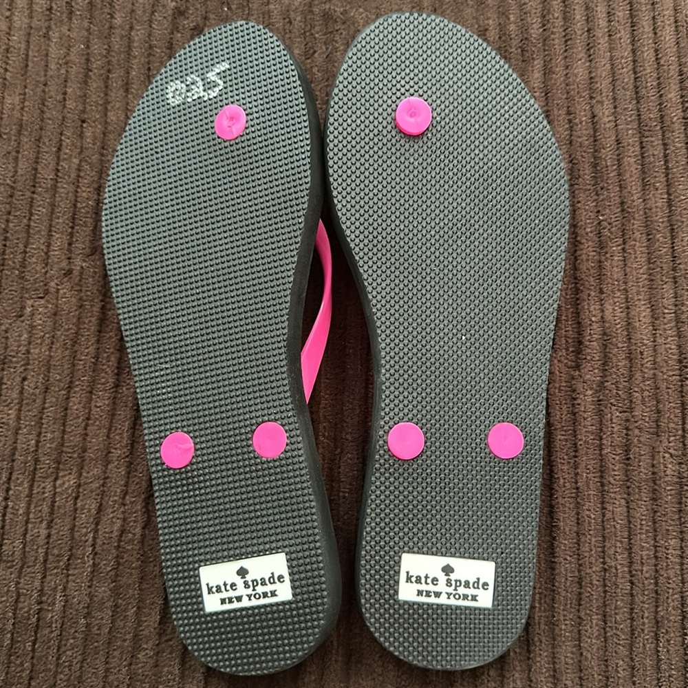 Kate Spade Black White Pink - Stripe Flip Flop Women’s size 8 - Picture 4 of 5